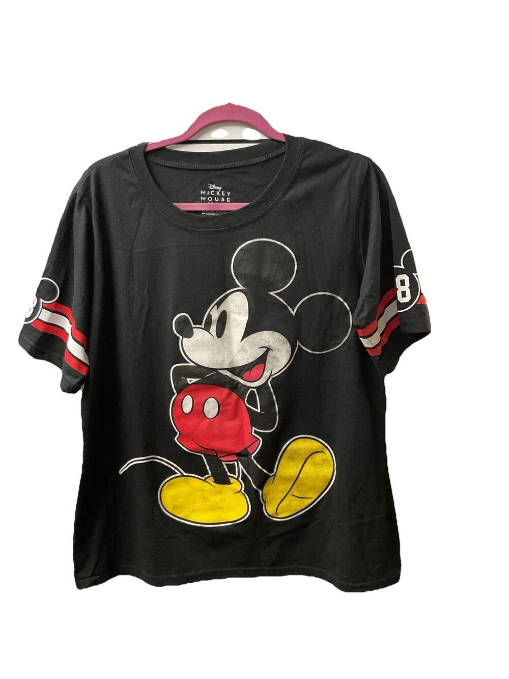 Disney Mickey Mouse Jersey Style T-Shirt #28 Black Red 1x. G0057